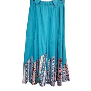 Vintage Ozark Mountain Jean Co Women’s S/M Teal Boho Patchwork Maxi Skirt